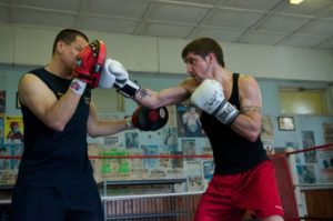 Max(right) jabs Chy (left) with his right jab.